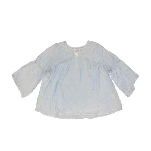 Avenue Light Blue Babydoll Blouse Women Top Plus Size 26/28 Boho NWT - Picture 1 of 4